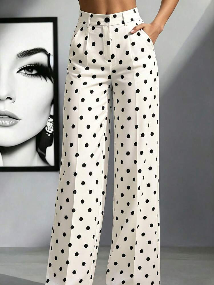 Women's High-Waisted Pleated Loose Fit Trousers, Suitable For Work And Casual Wear, Spring/Summer | SHEIN