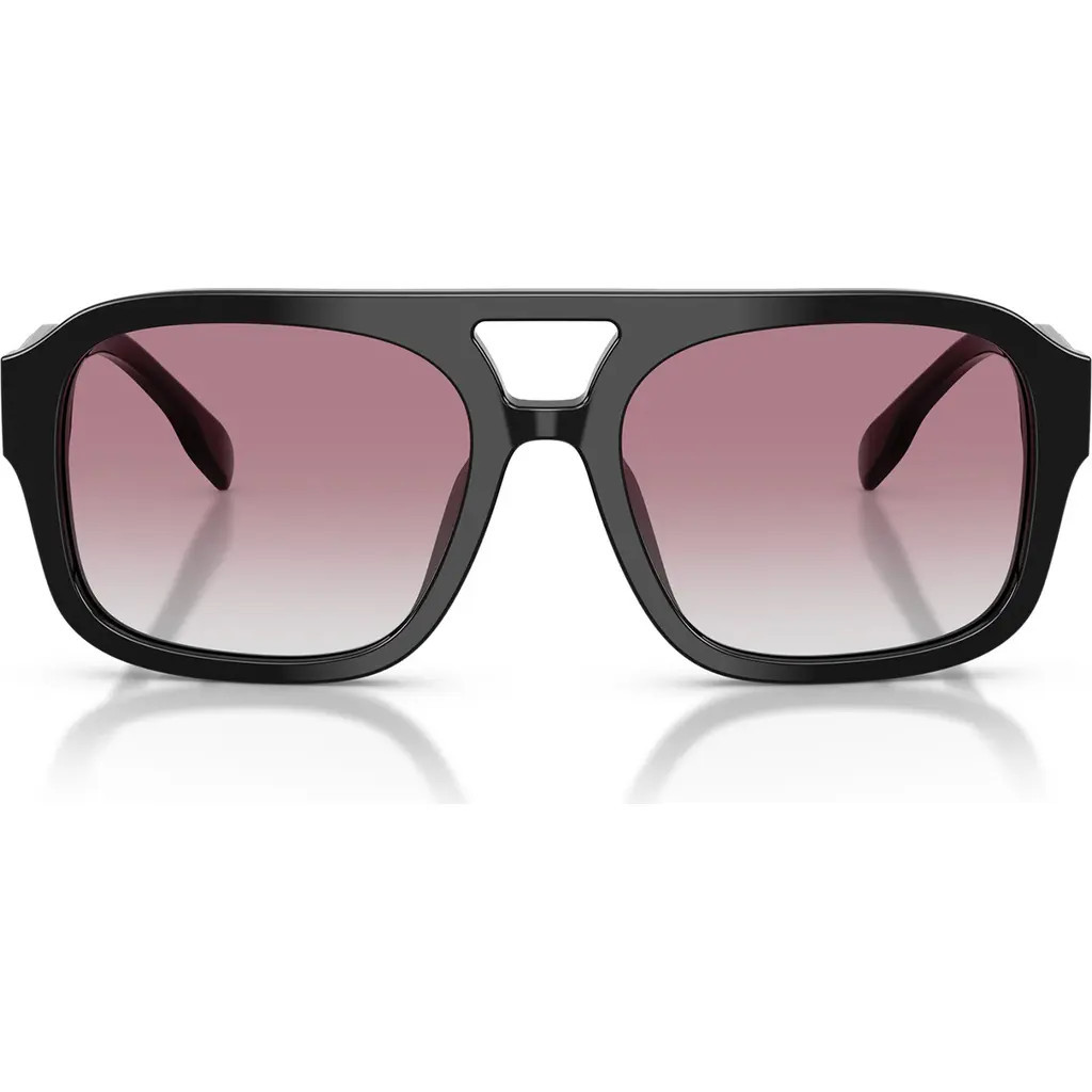 Tory Burch 53mm Gradient Pilot Sunglasses in Black /Grey Gradient Violet at Nordstrom | Nordstrom