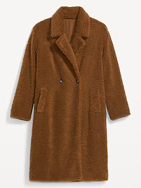Long Double-Breasted Sherpa Coat for Women | Old Navy (US)