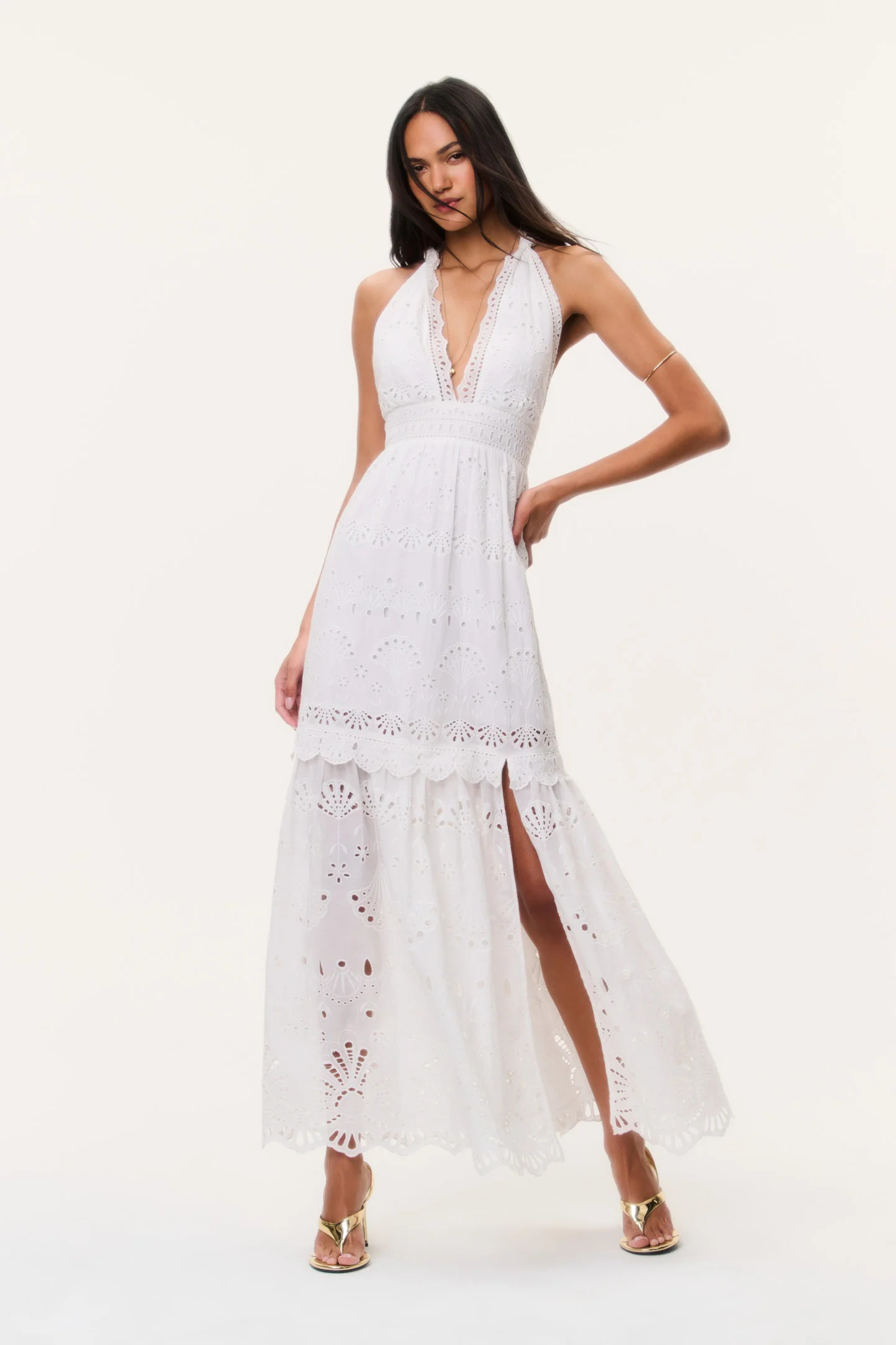 Trix Eyelet Halter Maxi Dress | LoveShackFancy