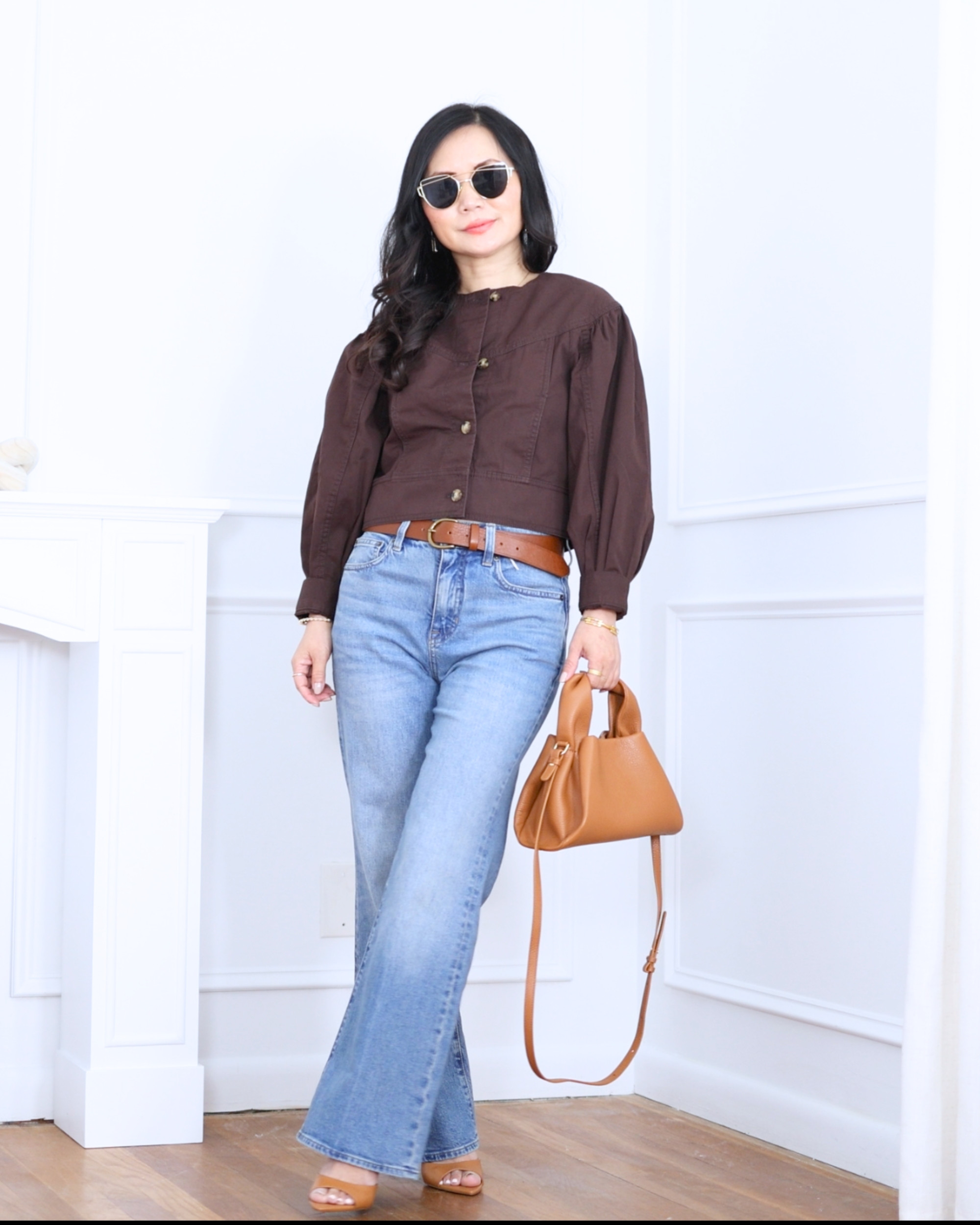 Gathered Sleeve Twill Jacket from LOFT paired with J.Crew kick-flare jeans — structured, flattering, and effortlessly polished with a cool everyday feel. I'm 5'2, wearing size XS. 

 #LTKootd #LTKOver40 #LTKPetite