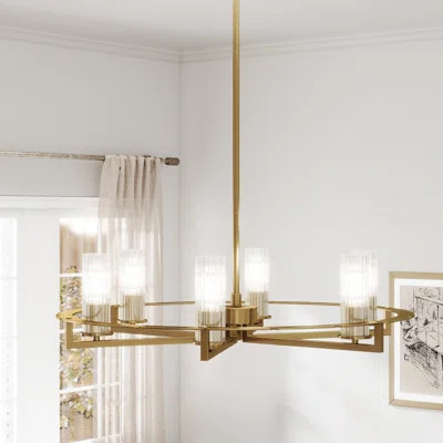 6 - Light Dimmable Gold Wagon Wheel Chandelier | Wayfair North America