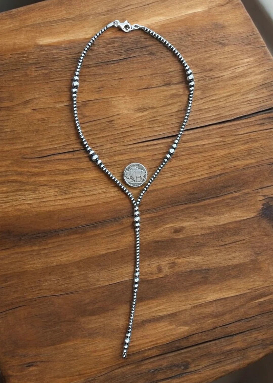 Sterling Silver Navajo Pearl Lariat Necklace. Authentic Native American Jewelry. - Etsy | Etsy (US)