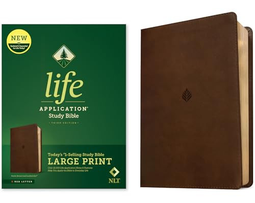 NLT Life Application Study Bible, Third Edition, Large Print (LeatherLike, Rustic Brown Leaf, Red Letter) | Amazon (US)