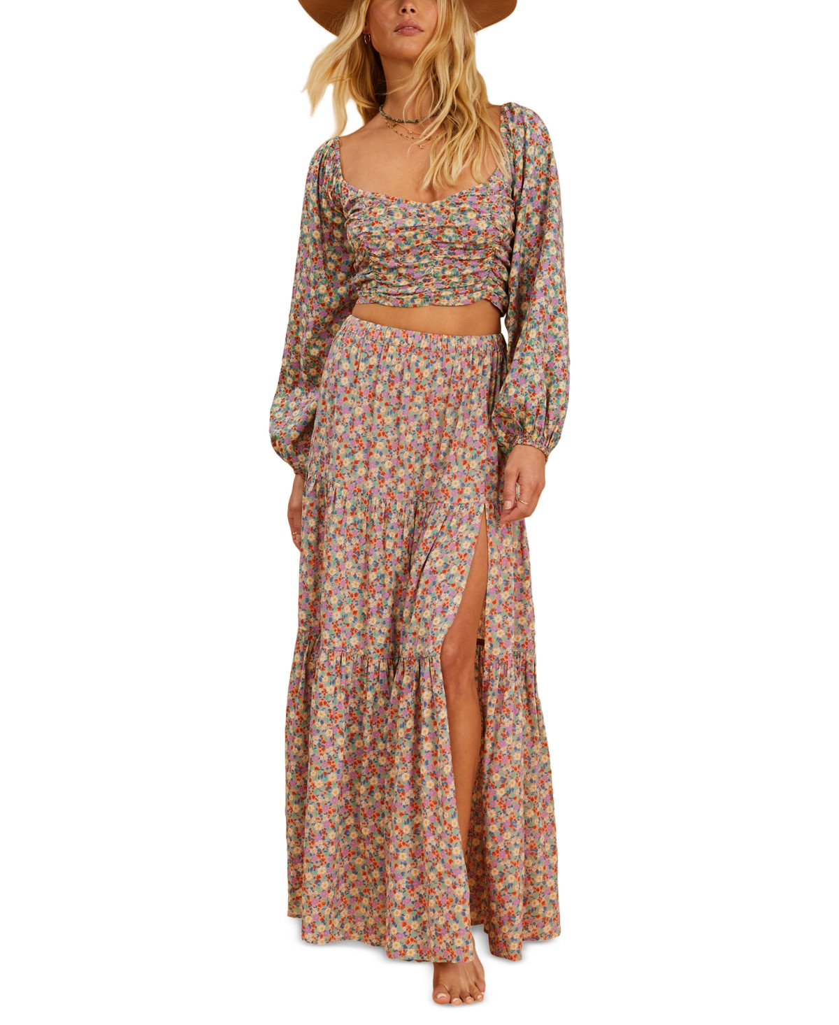 Billabong x The Salty Blonde Juniors' Free Love Printed Maxi Skirt | Macys (US)