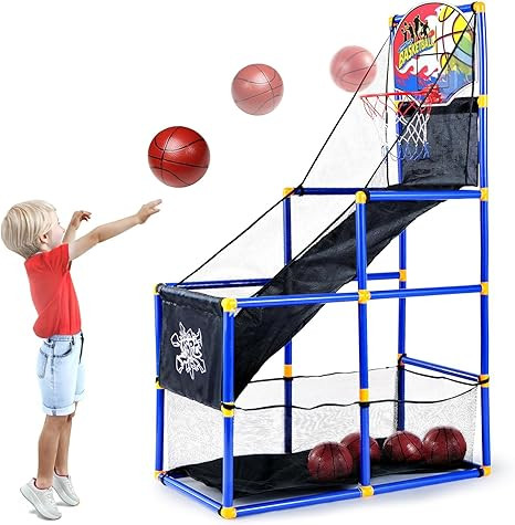 Kiddie Play Toy Basketball Hoop Arcade Game Set | with 4 Balls & Air Pump, Indoor Outdoors Sports... | Amazon (US)