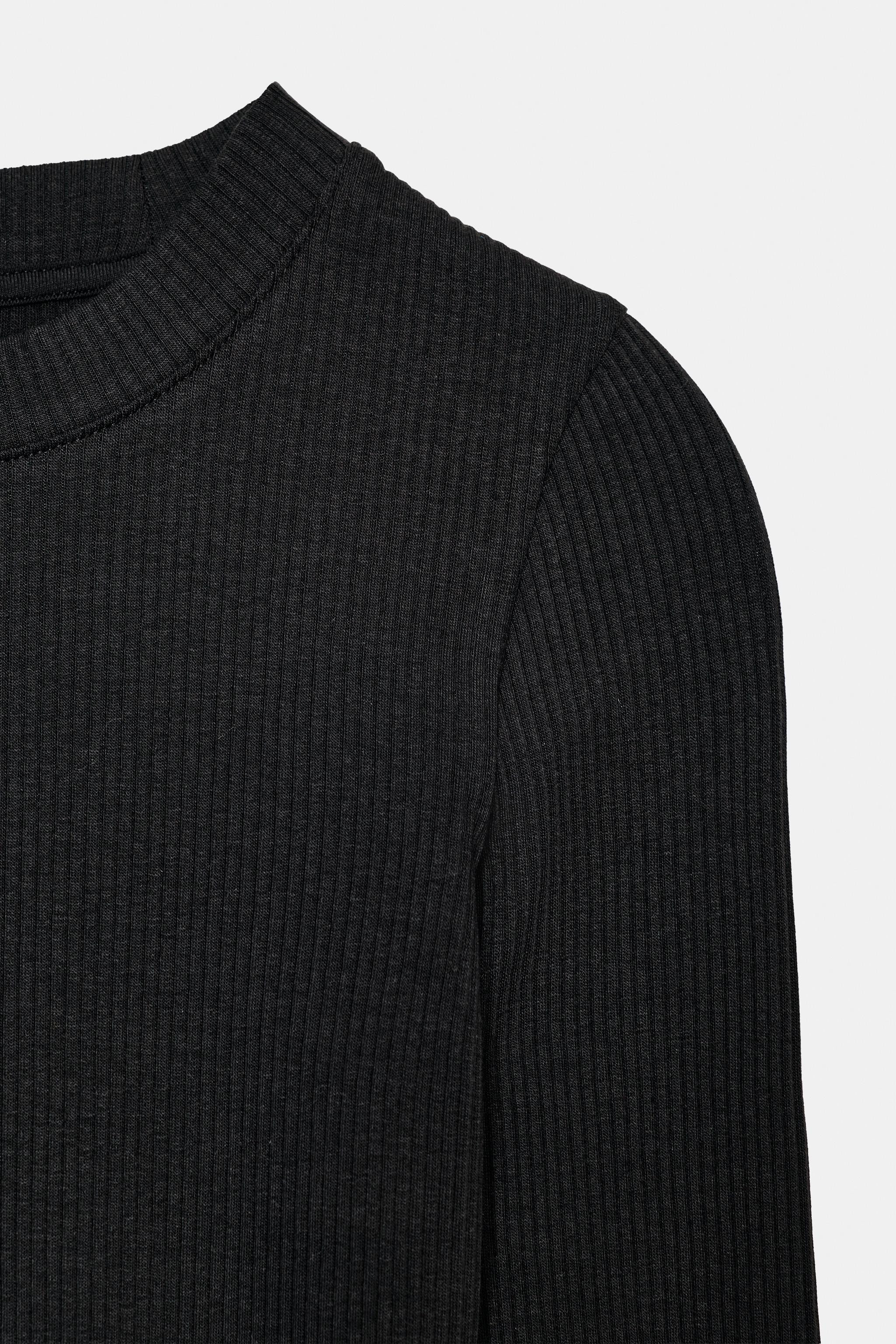 LONG SLEEVE RIBBED T-SHIRT | Zara UK
