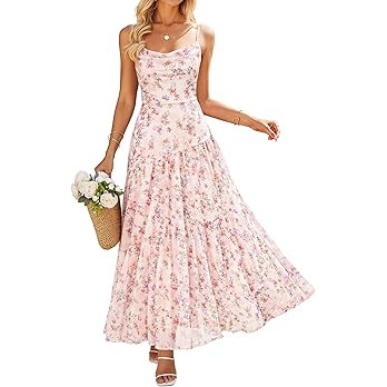 ZESICA Women's Summer Floral Sleeveless Maxi Dress 2026 Boho Mesh Spaghetti Strap Flowy Beach Wed... | Amazon (US)
