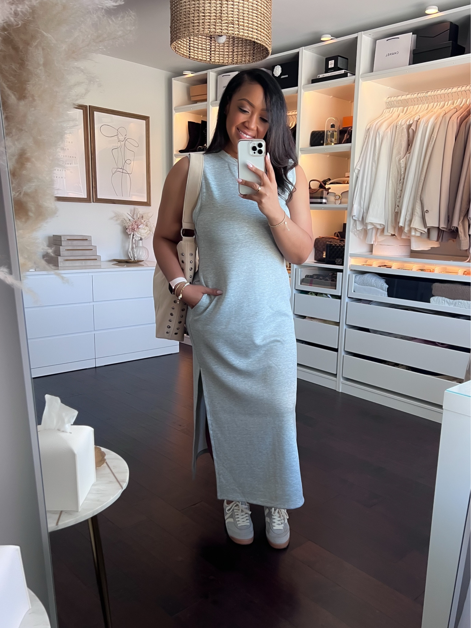 Sharing looks from my latest Walmart Haul! In love with this dress! Sooo soft and thick quality material annnd comfy! Runs TTS, I’m wearing a Large and it has pockets! Paired with these super cute sneakers too! They run TTS. All super affordable! 