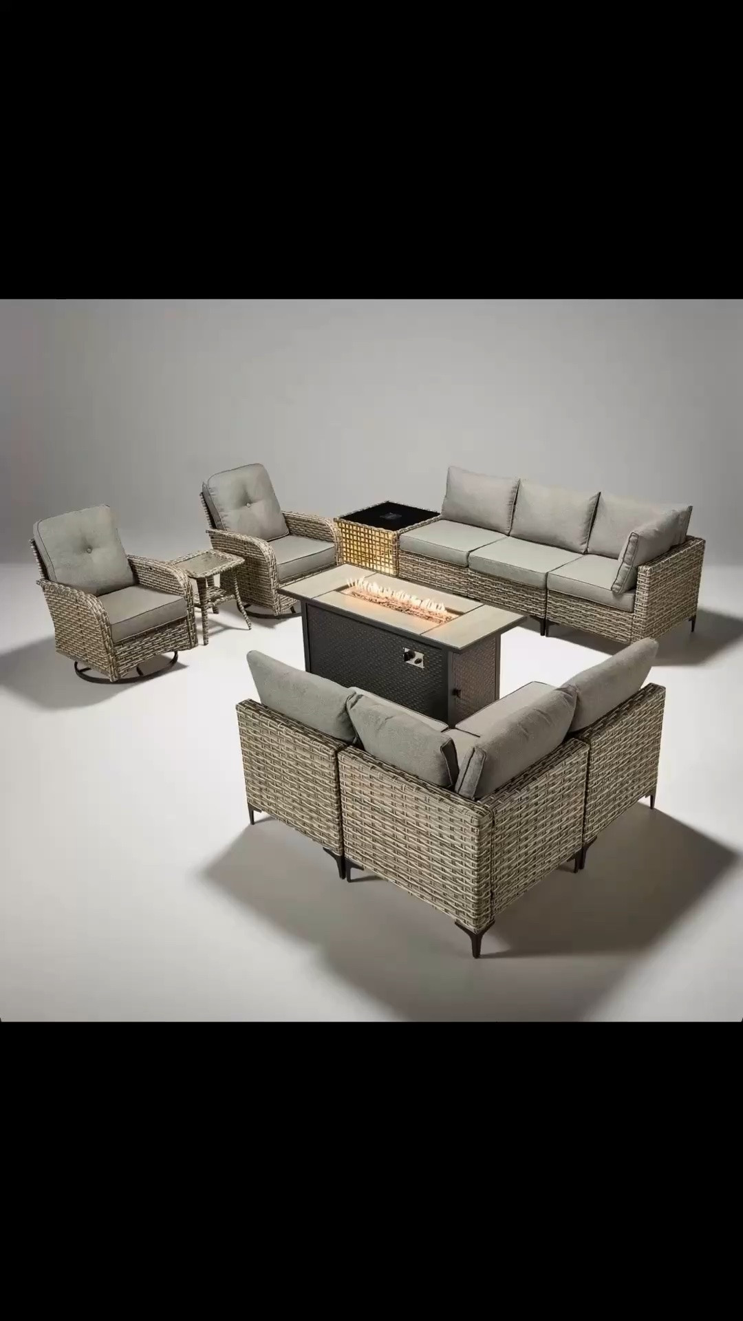 Sorella 11-Piece PE Wicker Outdoor Patio Furniture Set with 54" Propane Fire Pit Table & Solar-Powered Lighting

#LTKTall #LTKPetite #LTKHome