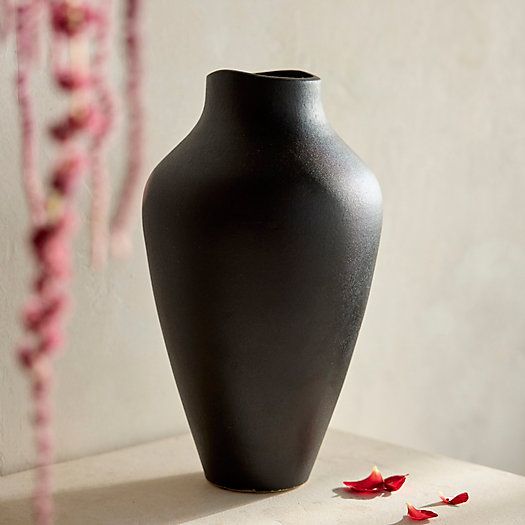 Organic Ceramic Vase, Tall Charcoal | Terrain