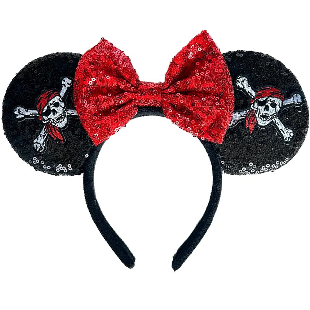 Birthday Mouse Ears Headband, Sequin Bow Headbands for Women Party Favors Cosplay Accessories | Amazon (US)