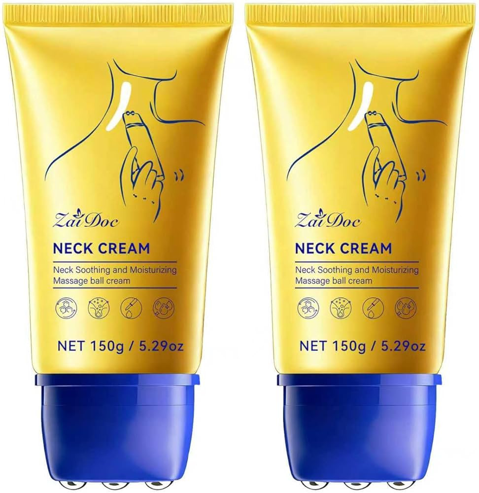 2 Packs Neck Cream with Roller, Anti-Aging Neck & Chest Cream with Multi-Peptide, Collagen, Urea,... | Amazon (US)
