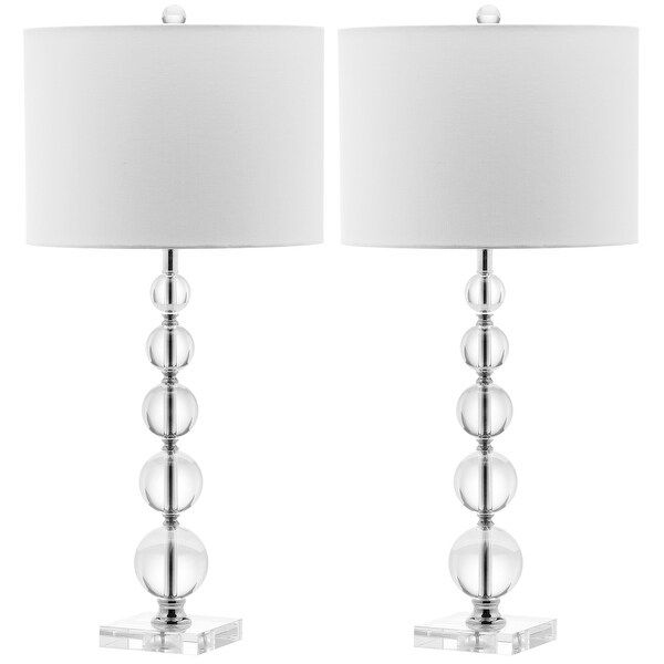 Safavieh Lighting 29-inch Liam White Shade Stacked Crystal Ball Table Lamp - 14"x14"x29" | Bed Bath & Beyond