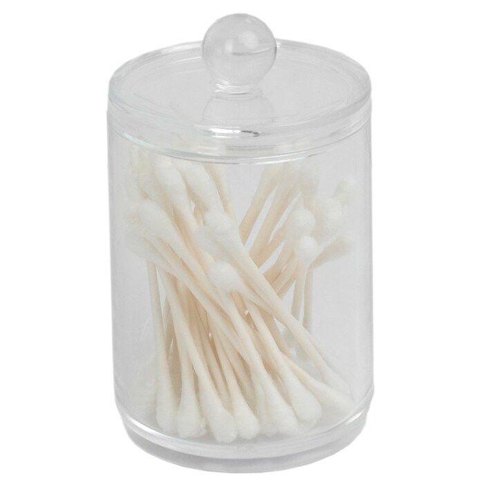 Round Plastic Cotton Swab and Ball Holder, Clear (Handmade - Clear - Makeup Organizers) | Bed Bath & Beyond