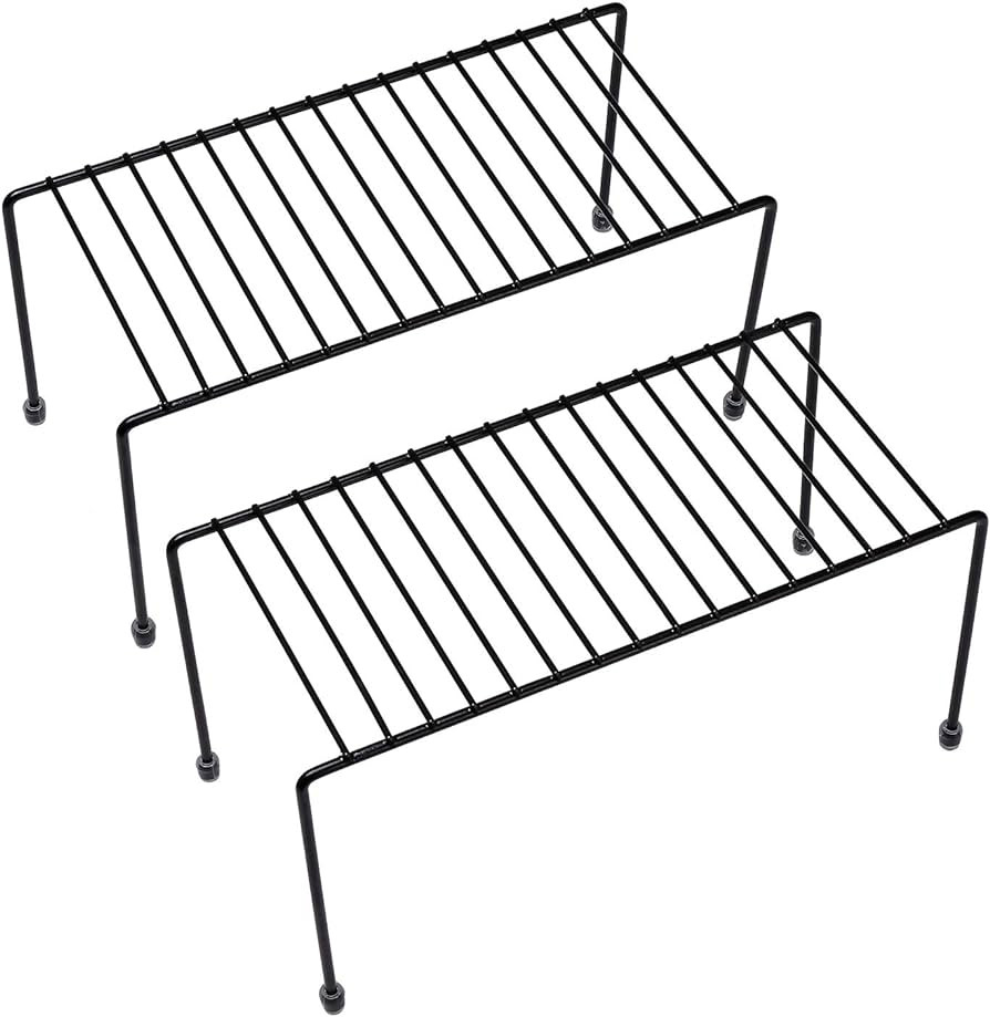 yaenoei Kitchen Shelves, Cabinet Organization Mini Storage Shelf, Black,Set of 2 | Amazon (US)