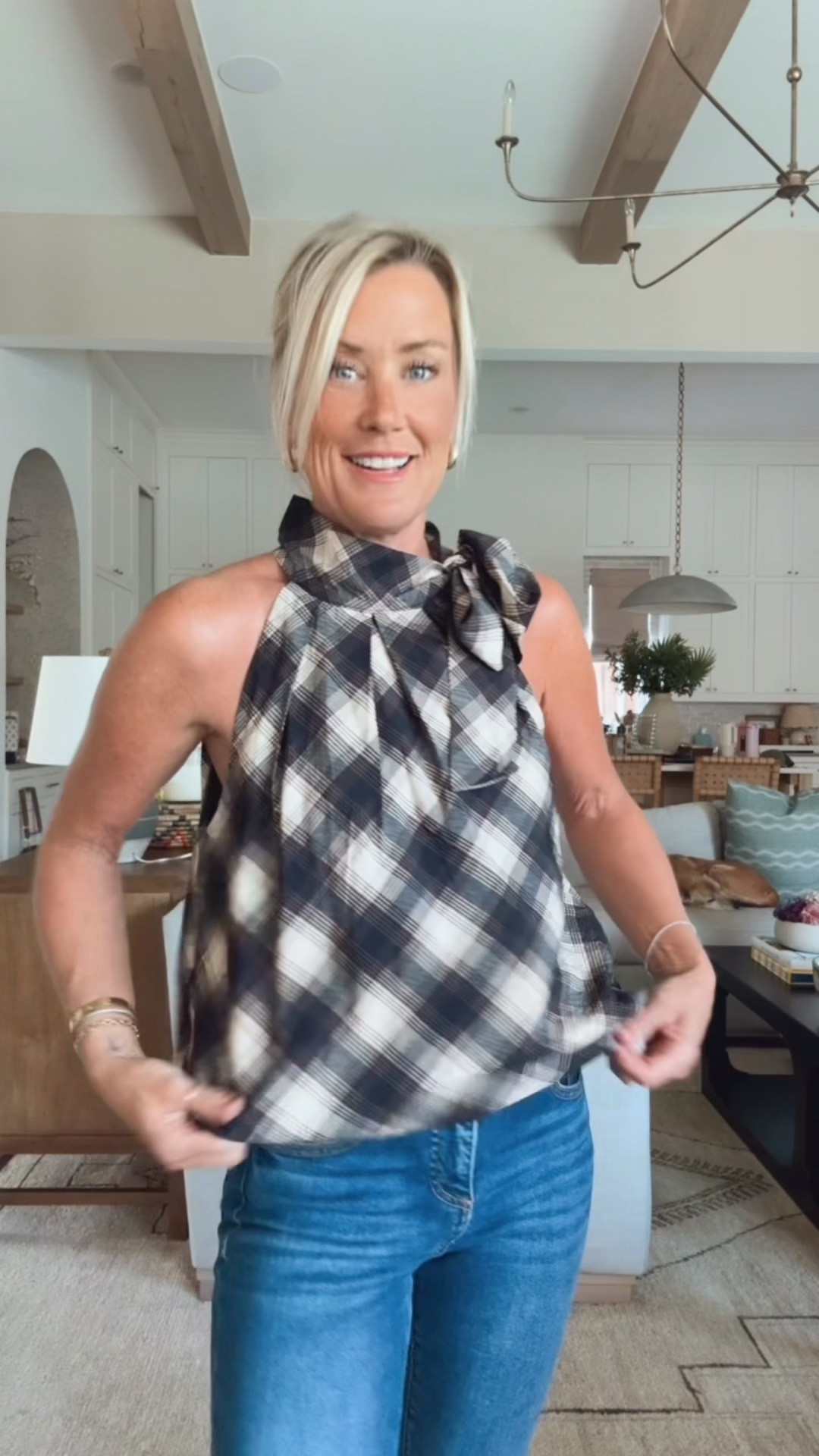 How darling is this plaid halter top? Love these new Social Threads arrivals! 

Top: xs
Jeans: 25

#LTKOver40 #LTKSeasonal #LTKgrwm