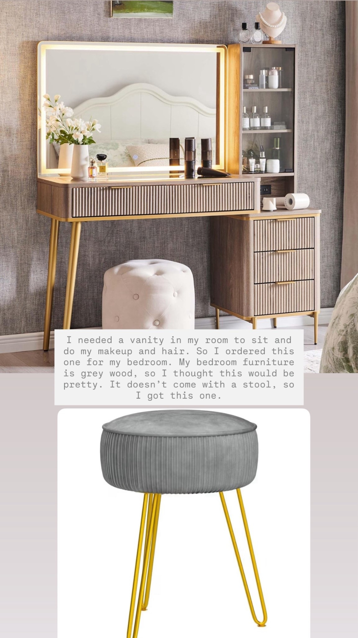 Vanity & stool 

#LTKselfcare #LTKBeauty