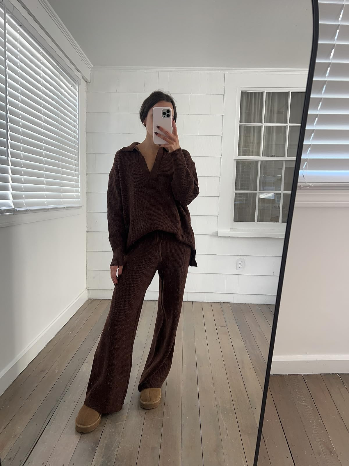 Fall / thanksgiving comfy outfit- Two piece set in XS, slippers tts 

 #LTKSeasonal #LTKPetite