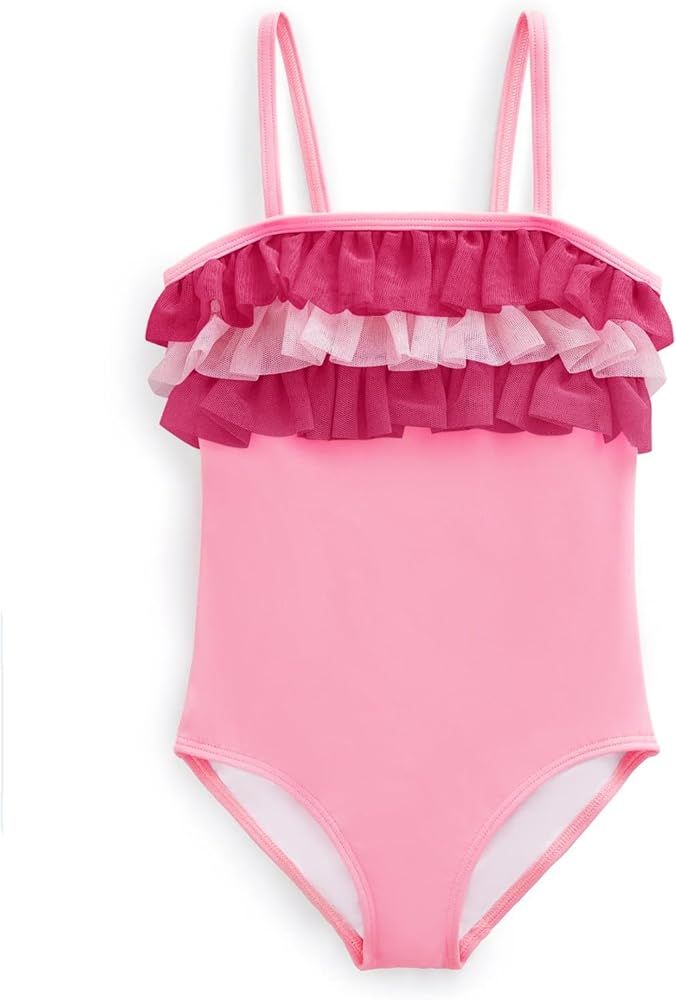Batermoon Girls One Piece Swimsuits Tulle Frill Ruffle Bathing Suit Beach Sport Swimwear | Amazon (US)
