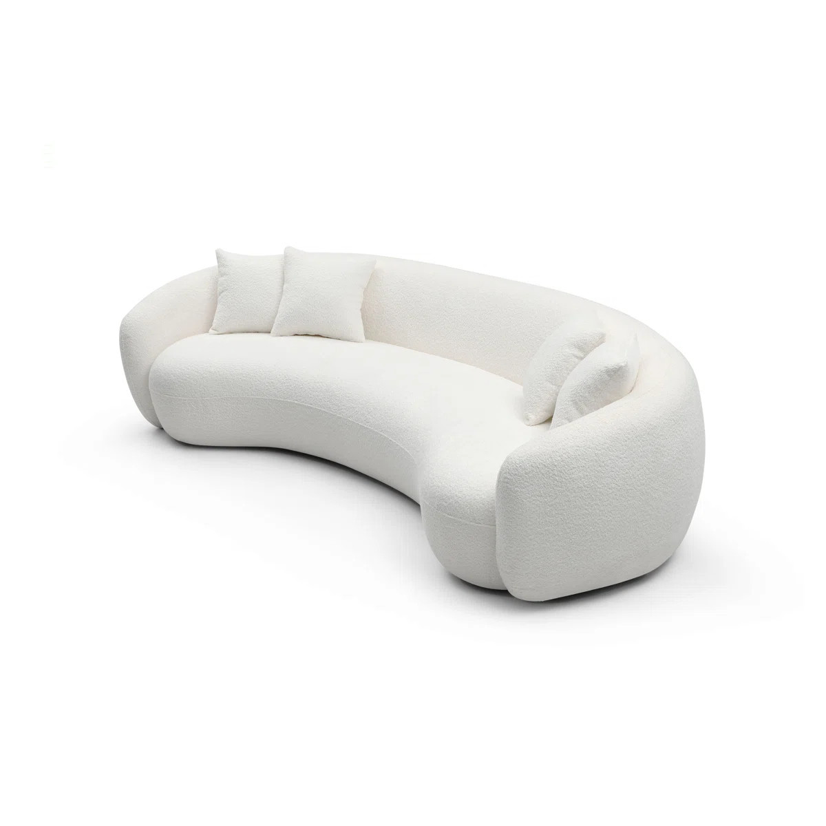 102'' 5-Seater Boucle Sofa Modern Sectional Half Moon Leisure Couch Curved Sofa Teddy Fleece Vele... | Wayfair North America