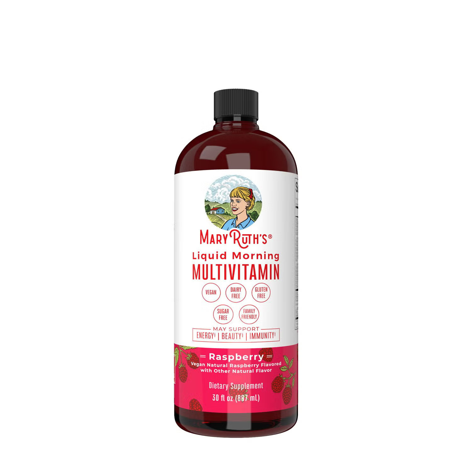 Mary Ruth's Liquid Morning Multivitamin Vegan - Raspberry Vegan - 30 Fl Oz (30 Servings) | GNC