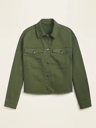 Cropped Twill Utility Cut-Off Jacket for Women | Old Navy (US)