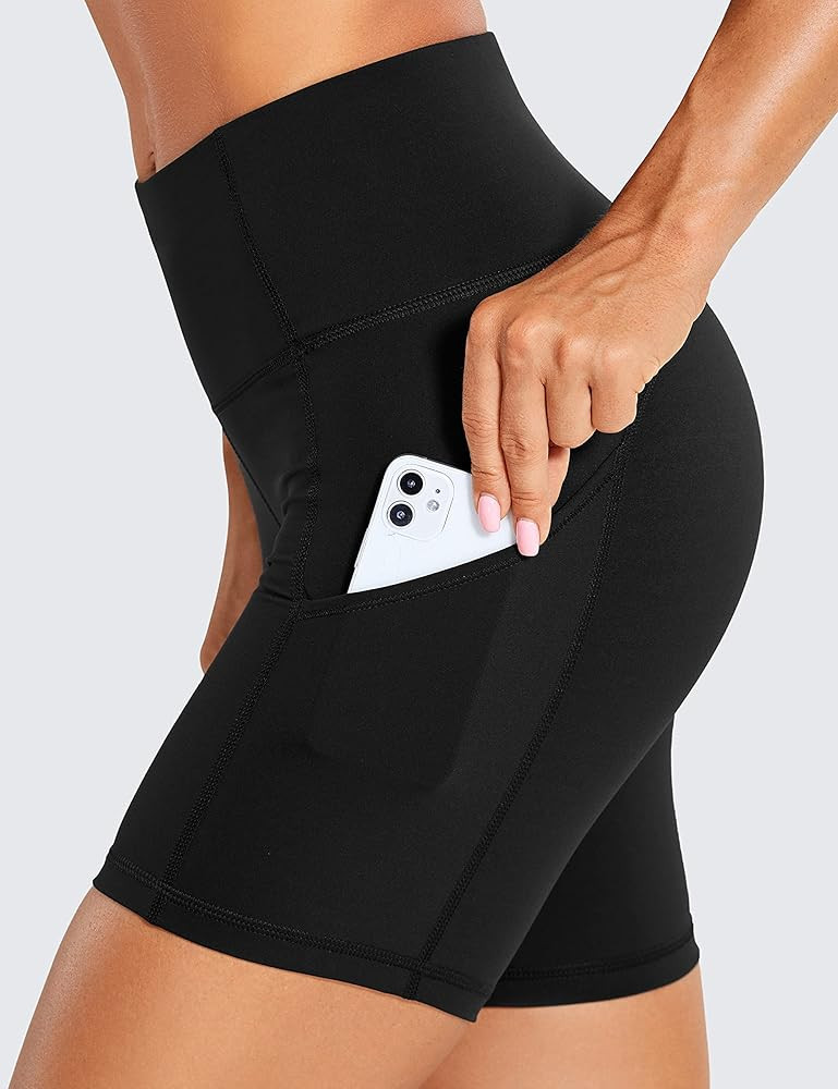 CRZ YOGA Women's Naked Feeling Light Biker Shorts 6'' - High Waisted Gym Run Workout Compression Spa | Amazon (US)