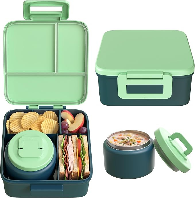 MAISON HUIS Bento Lunch Box with 8oz Soup Thermo, 5-Compartment Leak-Proof Container, Thermo Hot ... | Amazon (US)