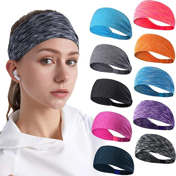 DASUTA 10 Pcs Workout Headbands for Women Elastic Non Slip Sweatbands for Yoga Running Fitness Wi... | Amazon (US)