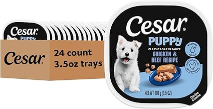 Cesar Puppy Classic Loaf in Sauce Wet Dog Food, Chicken & Beef Recipe, 3.5 oz. Easy Peel Trays, D... | Amazon (US)