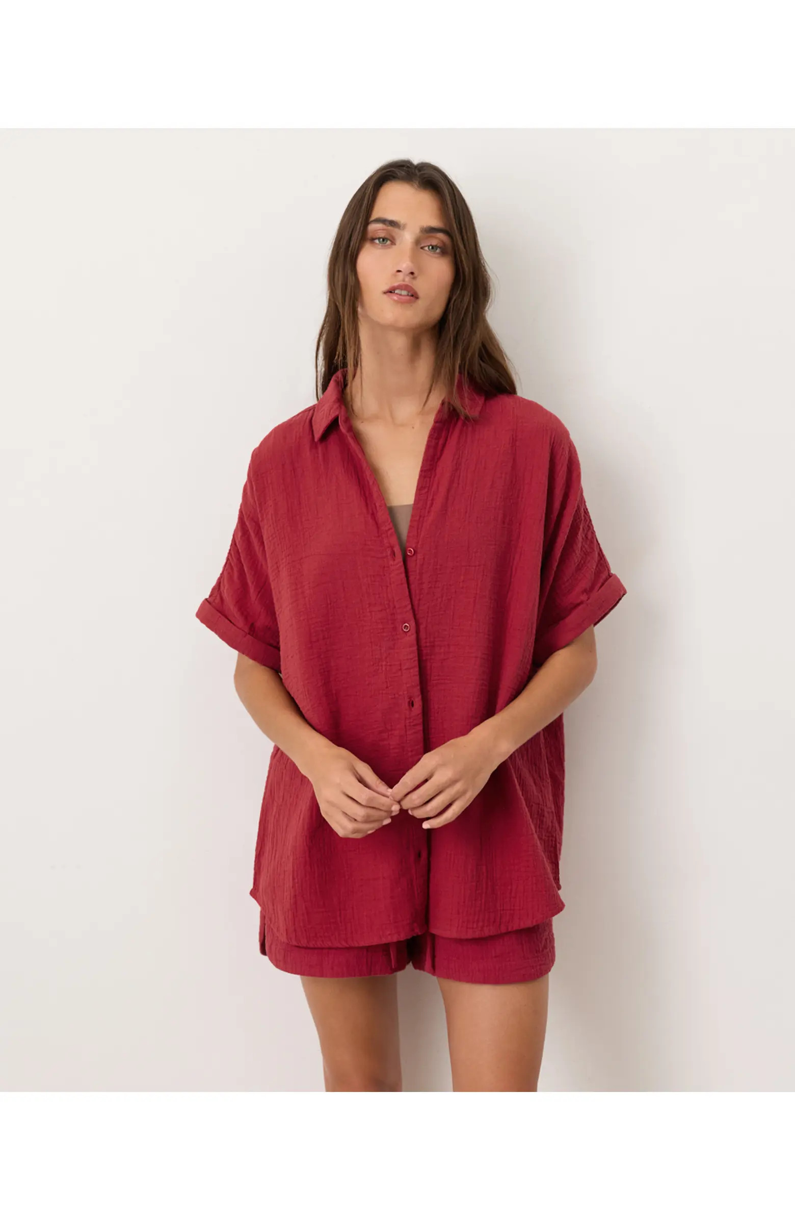 Organic Cotton Coastal Double Gauze Relaxed Shirt | Nordstrom