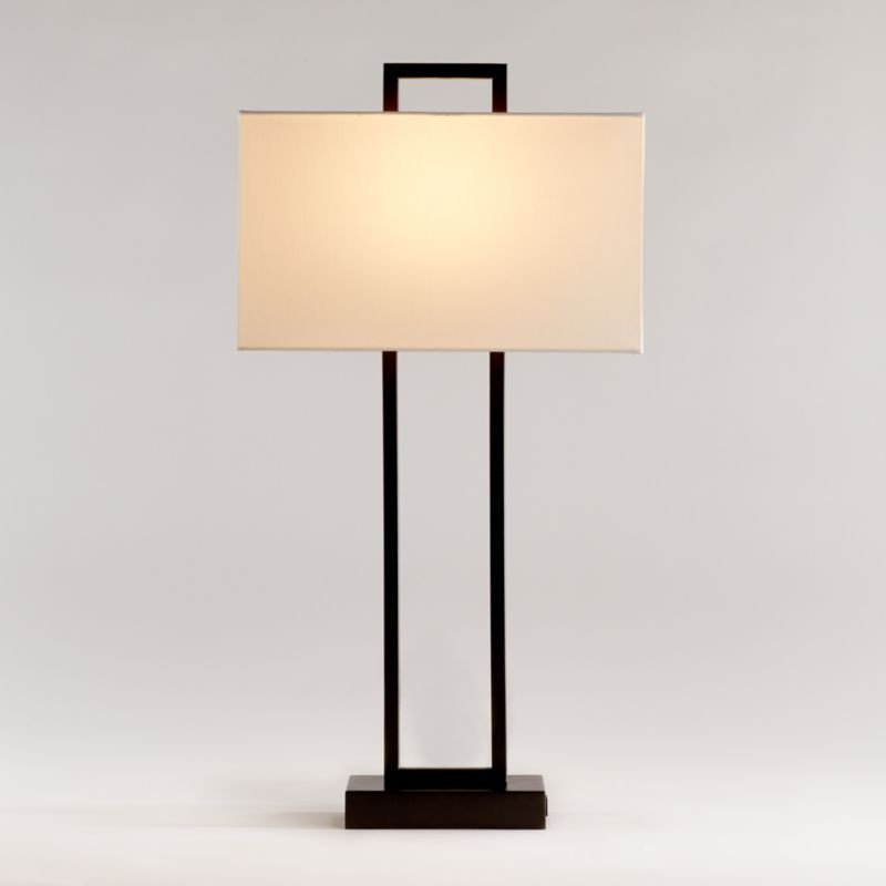 Adler Black Rectangle Table Lamp with USB 31" + Reviews | Crate & Barrel | Crate & Barrel