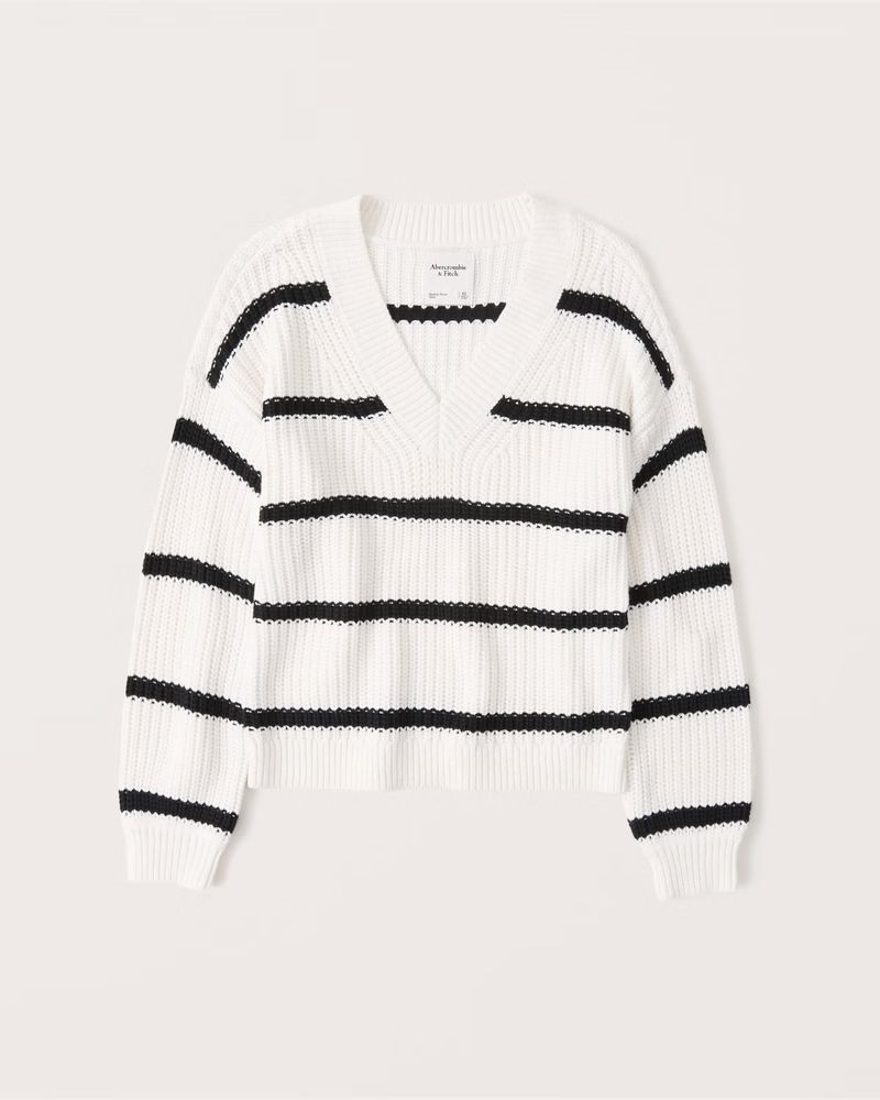 Women's Slouchy Cotton V-Neck Sweater | Women's Tops | Abercrombie.com | Abercrombie & Fitch (US)