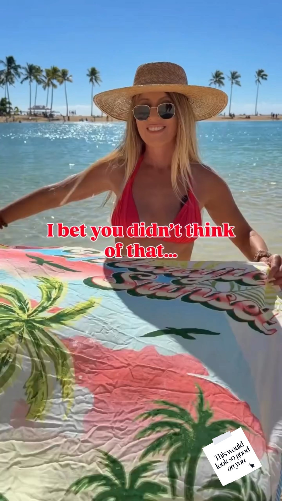 Would you wear it like this?

This is one of my favorite sarong hacks—it turns into a dress in seconds! It makes such a cute vacation outfit you can toss on for basically anything. Just hold the sarong behind you, pull the top corners under your arms, tie them around your neck, then cinch the waist with a knot or a sarong buckle. Easy!
So tell me… where would you rock it?

Say OUTFIT and I’ll immediately send you a message with all outfit details 🌺🔗😘

#sarong #resortwear #diydress

#LTKFindsUnder100 #LTKU #LTKTravel