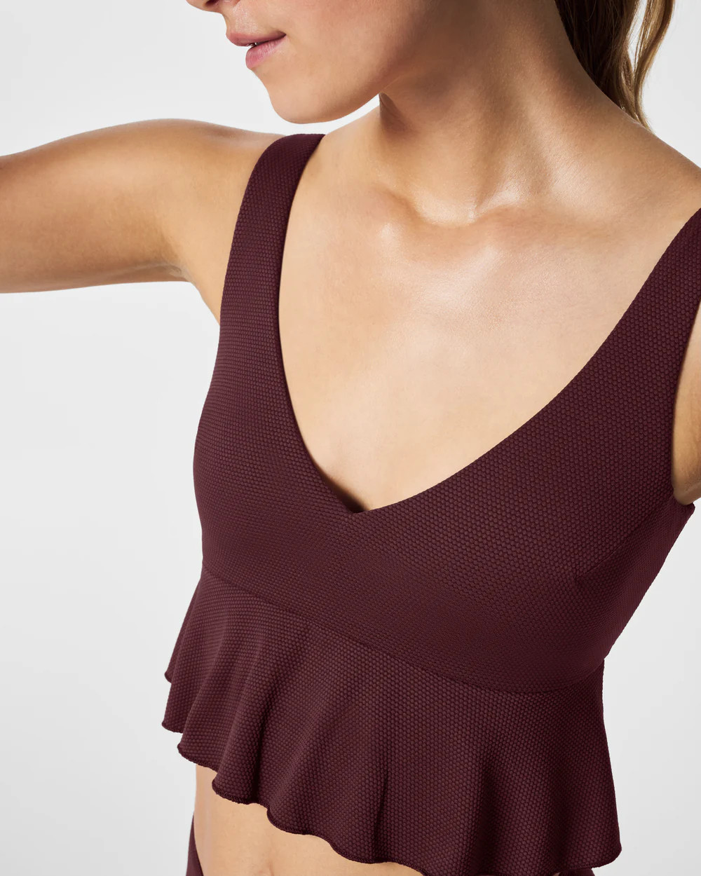 Pique Longline Flounce Swim Top | Spanx