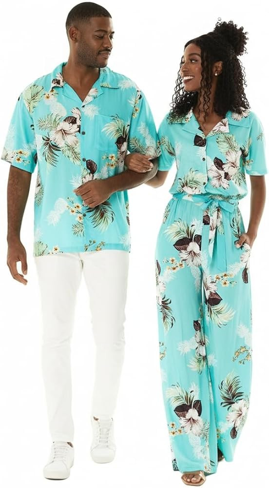 Matchable Couple Hawaiian Shirt or Jumpsuit Signature Prints Pineapple | Amazon (US)