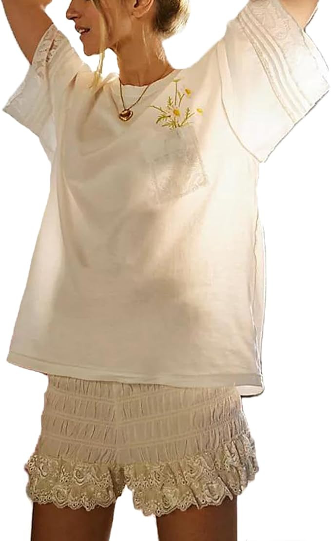 Womens Oversized Vintage Flower Graphic Tees Tops Y2k California Aesthetic Baggy T-Shirts Fruit C... | Amazon (US)