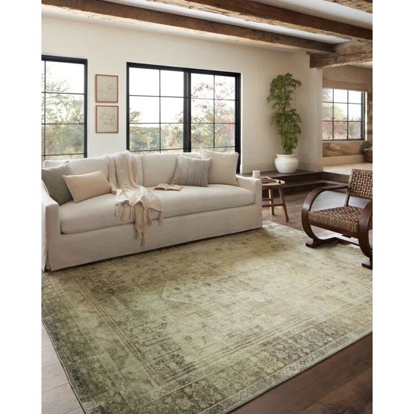 Magnolia Home By Joanna Gaines X Loloi Banks Machine Washable Natural / Granite Area Rug | Wayfair North America