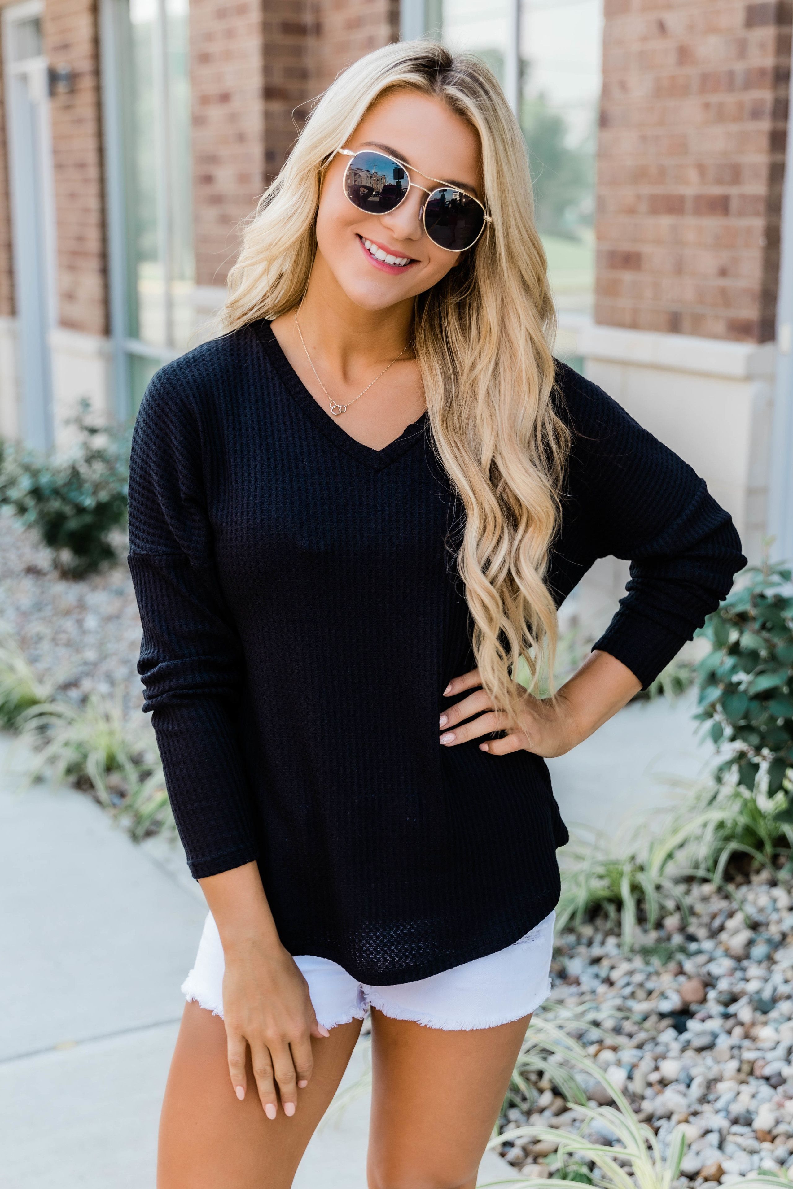 Living Lovely Blouse Black | The Pink Lily Boutique