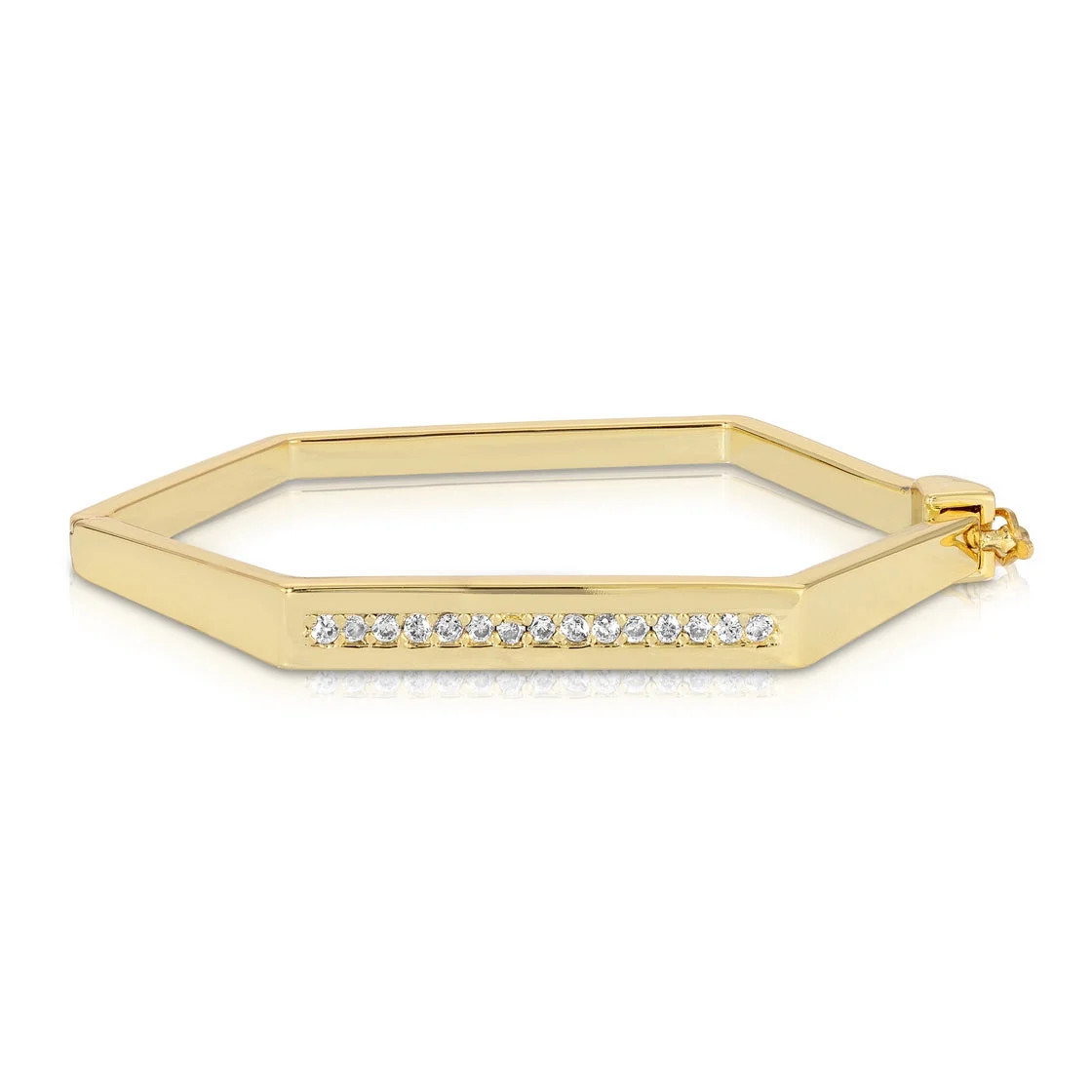 Michelle Campbell Jewelry Women's Honeycomb Pave Bar Bracelet, Brass with 14k Yellow Gold overlay... | Walmart (US)
