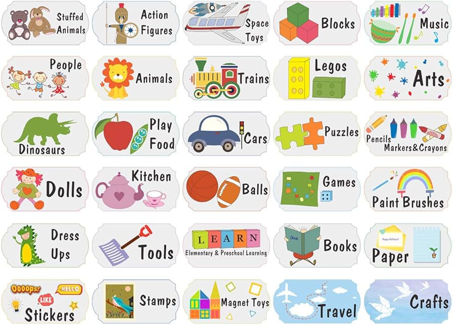 Kids Toy Room Organization Labels Toy Bin Labels Toy Labels Toy Storage Stickers Playroom Decals ... | Amazon (US)