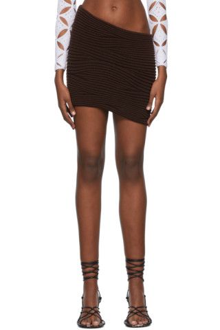 Brown Bodywave Mini Skirt | SSENSE