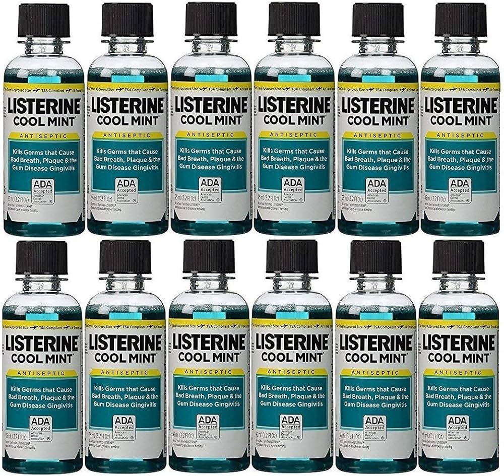 Listerine Cool Mint Antiseptic Mouthwash for Bad Breath, Travel Size 3.2 oz - Pack of 12 | Amazon (US)