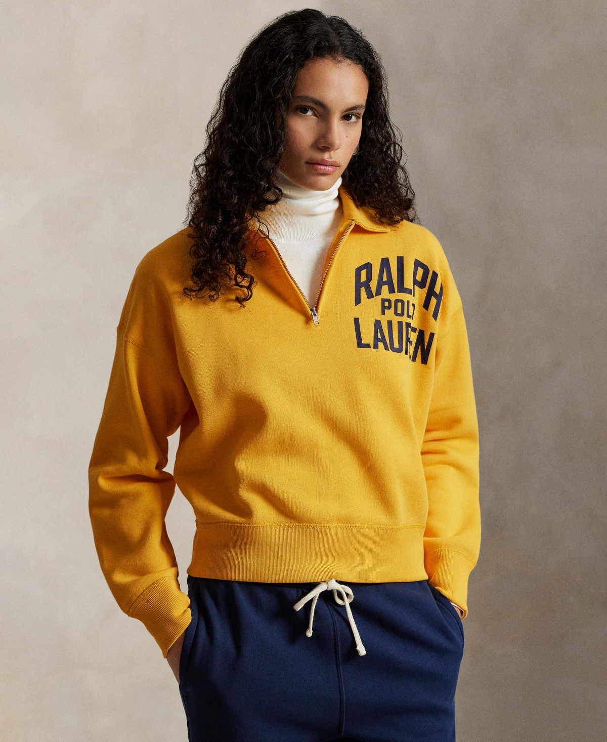 Polo Ralph Lauren Women's Logo Fleece Quarter-Zip Sweatshirt - Gold Bugle | Macy's