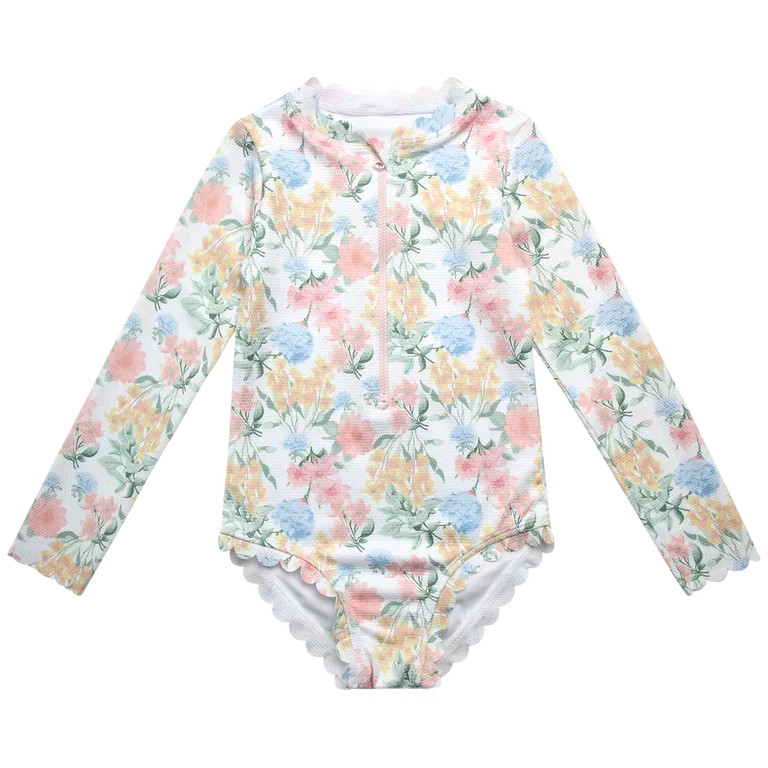 Jessica Simpson Girls' Long Sleeve Rashguard One-piece Swimsuit, Sizes 4-16 | Walmart (US)