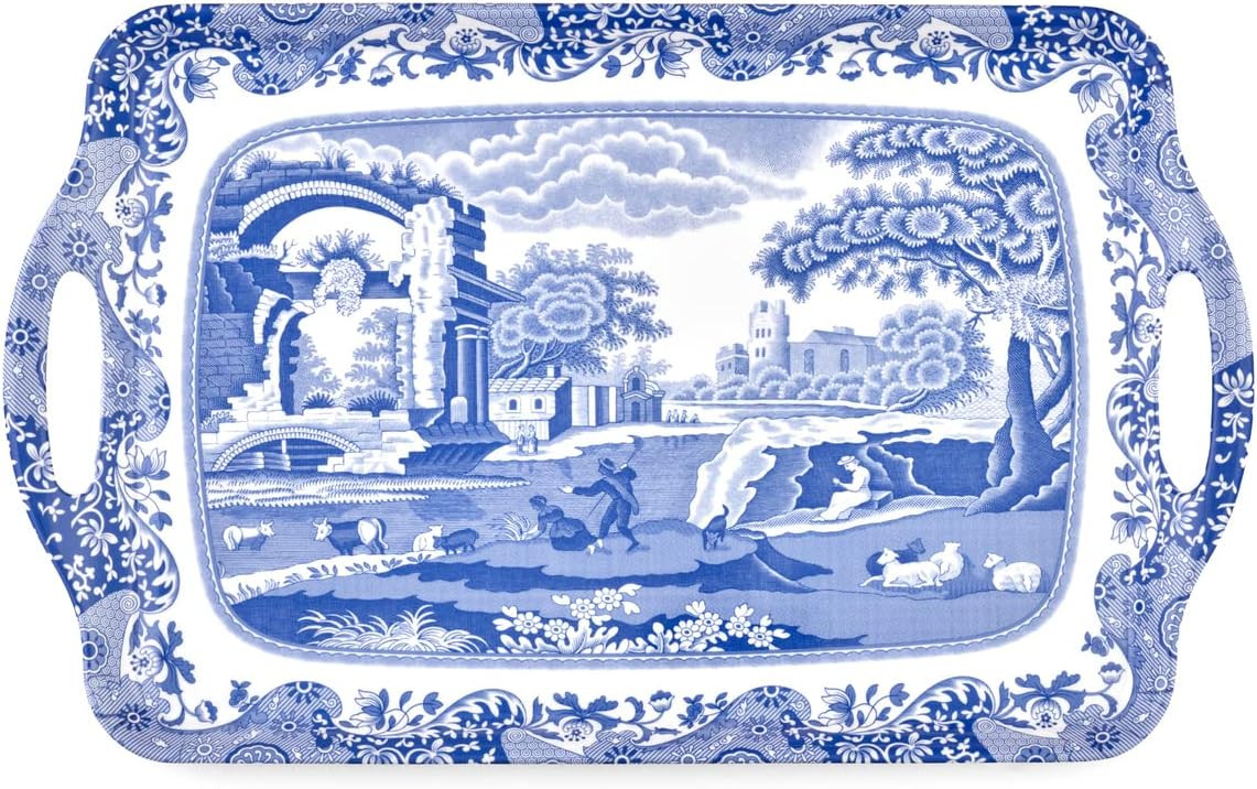 Spode Blue Italian Collection Large Serving Tray – (19.25" x 11.5") Rectangular Melamine Food P... | Amazon (US)