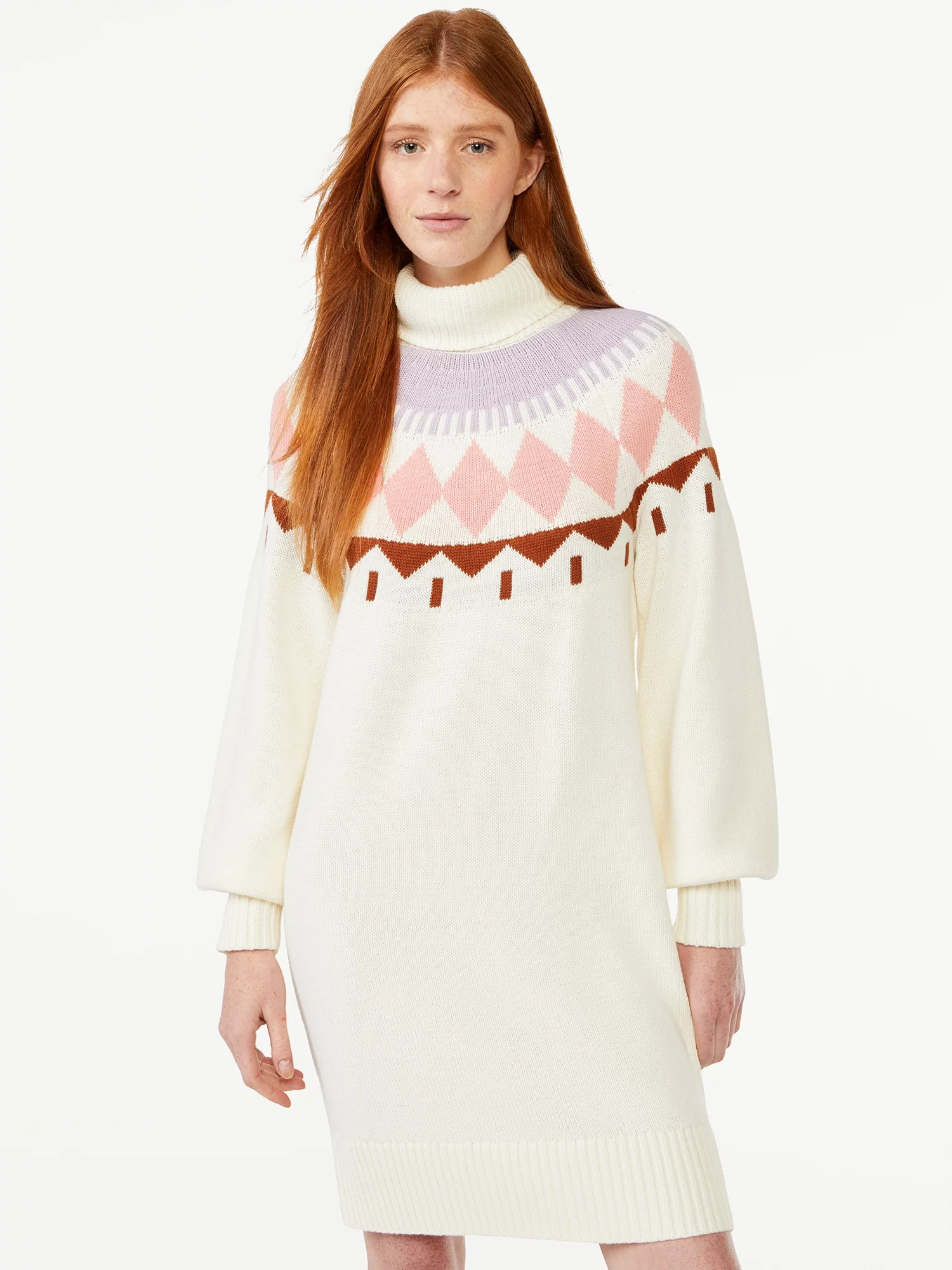 Free Assembly Women's Fair Isle Sweater Mini Dress - Walmart.com | Walmart (US)