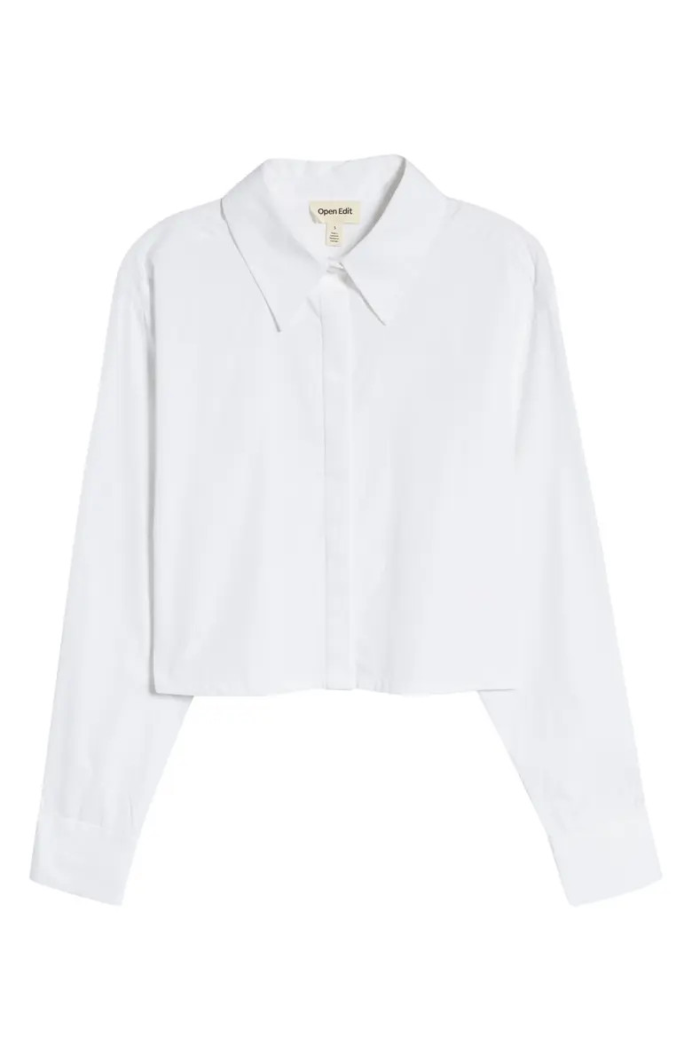 Poplin Crop Button-Up Shirt | Nordstrom