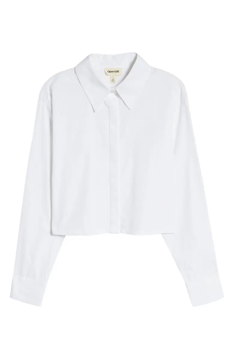 Poplin Crop Button-Up Shirt | Nordstrom